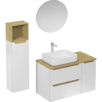 Nábytek Naturel Koupelnová sestava s umyvadlem včetně umyvadlové baterie, vtoku a sifonu Stilla bílá lesk KSETSTILLA017