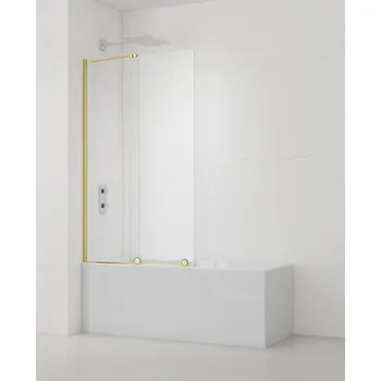 Swiss aqua technologies Vanová zástěna SAT Walk-In Xmotion 150x117,5 cm zlatá SATWIXMVZ150Z