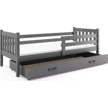 Postel BMS GROUP Dětská postel Carino - 1 osoba, 90x200 s úložným prostorem s matrací – Grafit, Grafit