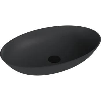 Umyvadlo Polysan BANERA OVAL umyvadlo na desku, litý mramor, 60x40cm, antracit mat