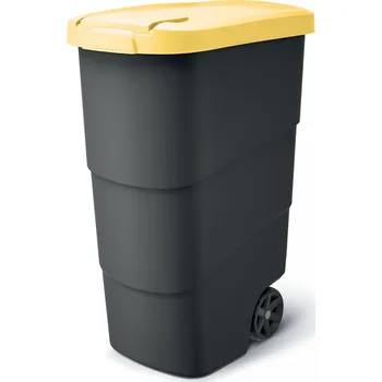 Odpadkový koš Prosperplast Zahradní nádoba s kolečky WHEELER - objem: 90 l, barva: antracit se žlutým víkem