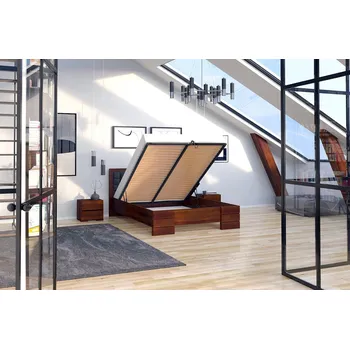 Postel Visby Čalouněná postel GOTLAND High BC Long, delší o 20cm, borovice (Barva dřeva: Ořech, Rozměr: 140x220 cm, Barva látky: Casablanca 2315)