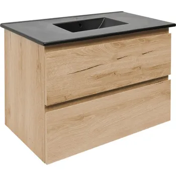 Nábytek Swiss aqua technologies Koupelnová skříňka 2 zásuvková s umyvadlem SAT B-Way 79x50x45 cm dub mat BWAY280OAKU4B