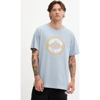 Pánské tričko Bavlněné tričko Converse pánské, modrá barva, s potiskem, 10027722-A03 10027722.A03 55X, vel. S