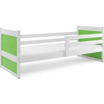 Postel BMS GROUP Dětská postel Rico 1 90x200, bez úložného prostoru s matrací - 1 osoba - Bílá, Zelená
