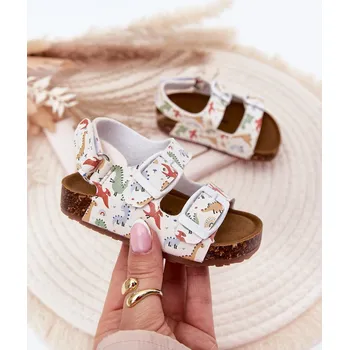 Dívčí sandály Dětské sandály na korkové podrážce s přezkami dinosauři multikolor Thessa Barva: Barevná, Velikost: 29