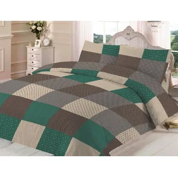 Povlečení Top textil Bavlněné povlečení Zelené kostky 140x200, 70x90 cm