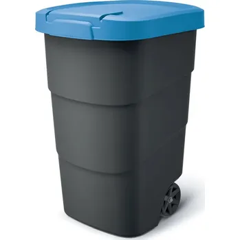 Odpadkový koš Prosperplast Zahradní nádoba s kolečky WHEELER - objem: 90 l, barva: antracit s modrým víkem