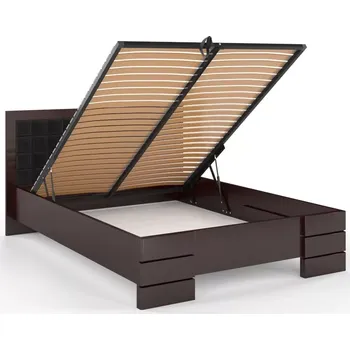 Postel Visby Dřevěná čalouněná postel Gotland High BC, buk (Barva dřeva: Palisandr, Rozměr: 180x200 cm, Barva látky: Casablanca 2316)