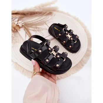 Dívčí sandály Dívčí sandály se zlatým detailem Lunessa Barva: Černá, Velikost: 35