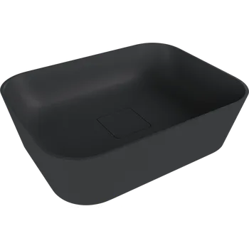Umyvadlo Polysan BANERA SQUARE umyvadlo na desku, litý mramor, 50x36cm, antracit mat