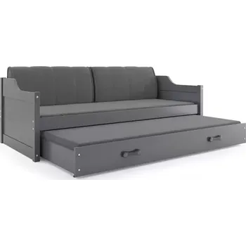 Postel BMS GROUP Dětská postel David - 2 osoby, 90x200 s výsuvnou přistýlkou s matrací – Grafit, Grafit