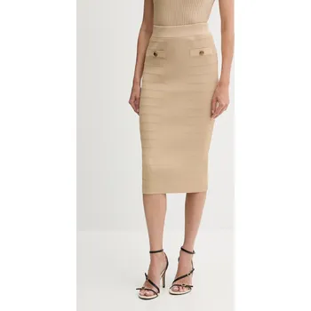 Dámská sukně Sukně Guess EVANGELINE béžová barva, midi, pouzdrová, W5YD66 Z0130 W5YD66.Z0130 80X, vel. S