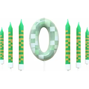 Dortová svíčka Narozeninové svíčky na dort - STYL MINECRAFT - Číslo 0 (Značka: MINISO)