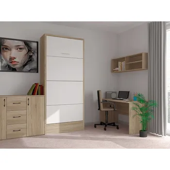 Postel Nabytekmorava Sklápěcí postel VS 21054, 200 x 90cm barva lamina: dub sonoma světlý / bílé dveře