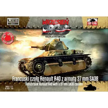 Plastikový model First To Fight 1/72 French Renault R40 tank with SA38 gun