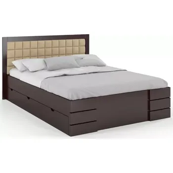Postel Visby Čalouněná postel Gotland High Drawers s úložným prostorem, buk (Barva dřeva: Palisandr, Rozměr: 120x200 cm, Barva látky: Casablanca 2302)