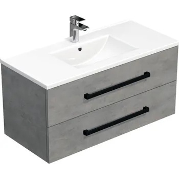 Ložnice Swiss aqua technologies Koupelnová skříňka s černou úchytkou a umyvadlem SAT Cube Way 100x53x46 cm beton mat CUBE46C1002BEMOD