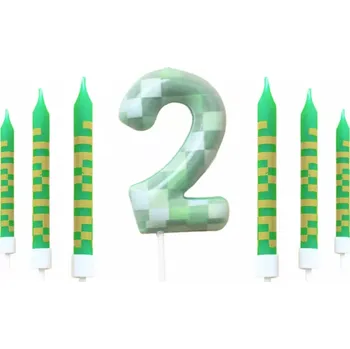 Dortová svíčka Narozeninové svíčky na dort - STYL MINECRAFT - Číslo 2 (Značka: MINISO)