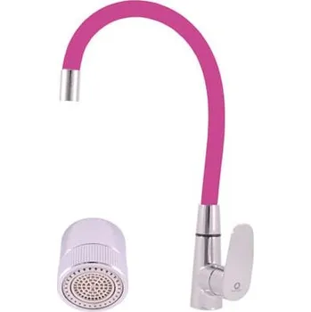 Vodovodní baterie Rav slezák Dřezová baterie RAV SLEZÁK Amur se silikonovým ramínkem růžová/chrom AM719.5/11R