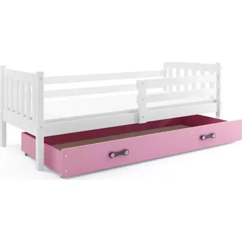 Postel BMS GROUP Dětská postel Carino - 1 osoba, 90x200 s úložným prostorem bez matrace – Bílá, Růžová