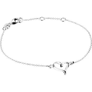 Řetízek Šperky Eshop Stříbrný řetízek 925 na ruku s prohnutou linií srdce 160 mm