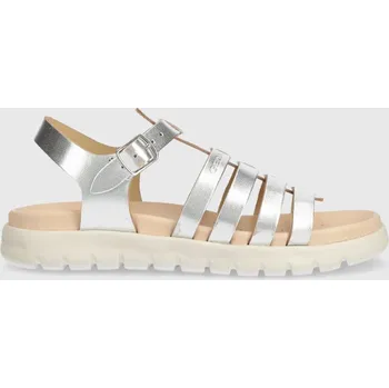 Dámské sandále Dětské kožené sandály Geox SANDAL SOLEIMA J35GSB.000CF.36.39 stříbrná SLV, EUR 38