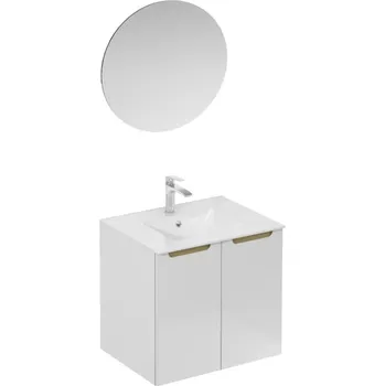 Nábytek Naturel Koupelnová sestava s umyvadlem včetně umyvadlové baterie, vtoku a sifonu Stilla bílá lesk KSETSTILLA024