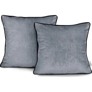 Povlak na dekorativní polštářek Povlaky na polštáře AmeliaHome Velvet Piping grafitové, velikost 45x45