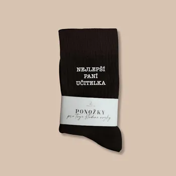 Dámské ponožky Ponožky s výšivkou NEJLEPŠÍ PANÍ UČITELKA Velikost: 36-38, Barva ponožek: Černá