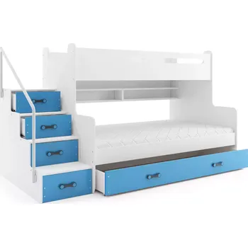 Postel BMS GROUP Dětská patrová postel Max 3 - 3 osoby modrá 200x120,