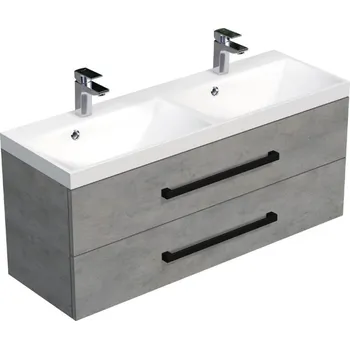 Ložnice Swiss aqua technologies Koupelnová skříňka s černou úchytkou a umyvadlem SAT Cube Way 120x53x40 cm beton mat CUBE2C120ZBE