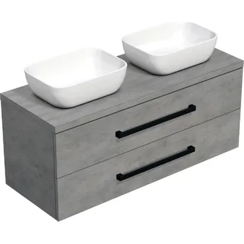 Ložnice Swiss aqua technologies Koupelnová skříňka s černou úchytkou a krycí deskou SAT Cube Way 120x71x46 cm beton mat CUBE46C1203BESAT45