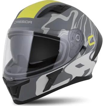 Helma na motorku Cassida Moto přilba Orbit Multivers šedá matná/světle šedá/žlutá fluo/černá (Velikost: L (59-60))