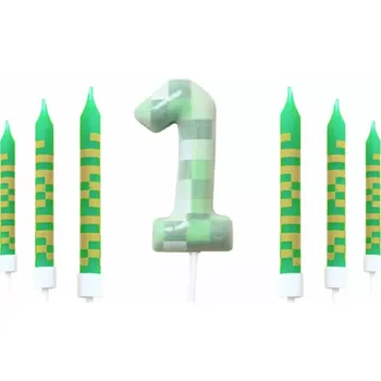 Narozeninové svíčky na dort - STYL MINECRAFT - Číslo 1 (Značka: MINISO)