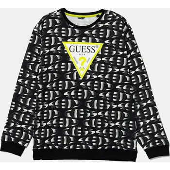 Chlapecká mikina Dětská bavlněná mikina Guess černá barva, vzorovaná, L5YQ00 KA6R4 L5YQ00.KA6R4.9BYA 99X, vel. 166-175