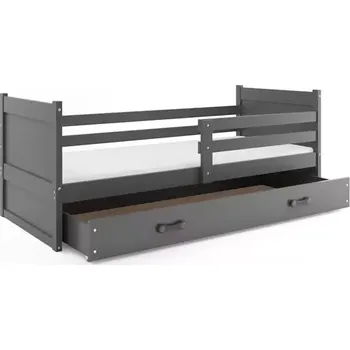 Postel BMS GROUP Dětská postel Rico 1 90x200, s úložným prostorem s matrací - 1 osoba - Grafit, Grafit, Grafit