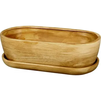 Truhlík Truhlík na kaktusy KAKTUS O TEAK s podmiskou 32 cm matný světle hnědý