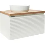 Naturel Koupelnová skříňka pod umyvadlo Savona 98x43x44,8 cm bílá lesk, deska dub halifax SAVONA100BIDDH