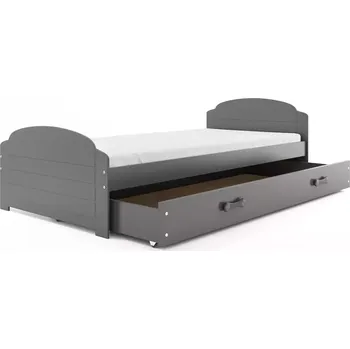 Postel BMS GROUP Dětská postel Lili - 1 osoba, 90x200 s úložným prostorem bez matrace – Grafit, Grafit