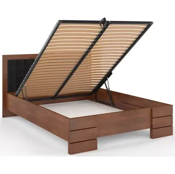 Postel Visby Dřevěná čalouněná postel Gotland High BC, buk (Barva dřeva: Ořech, Rozměr: 120x200 cm, Barva látky: Casablanca 2316)