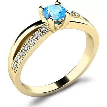 Prsten Dámský prsten žluté zlato 585/1000 přírodní diamant G/SI s topaz 10998-ZL-TPZ velikost 48