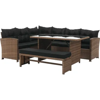 Zahradní nábytek Tempo Kondela Zahradní ratanový set, světle hnědá/černá, MADUL