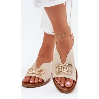 Dámské sandále Dámské Sandály Na Plochém Podpatku Se u Ozdobou Amelira Barva: Béžová, Velikost: 37
