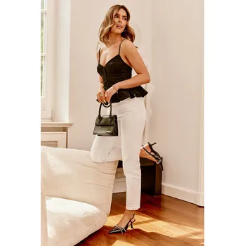 Dámské lodičky Lakované lodičky na jehlovém podpatku s ozdobnými pásky Jelmia Barva: Černá, Velikost: 40