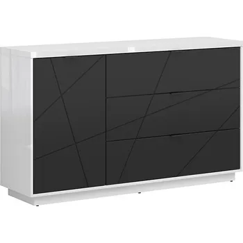 Komoda Brwcz FORN KOM1D3S bílý lesk/černý mat