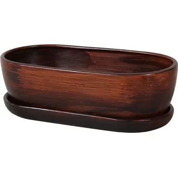 Květináč Nohel garden Truhlík KAKTUS O WOOD + podmiska keramický matný 34cm
