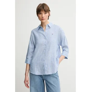Pánská košile Lněná košile Tommy Hilfiger WW0WW46169 modrá 05X, vel. 34