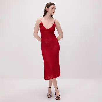 Dámské šaty Reserved - Úpletové midi šaty - ostře červená - 477HD-29X - 477HD-29X-L