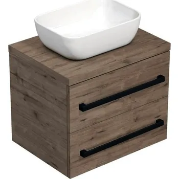 Ložnice Swiss aqua technologies Koupelnová skříňka s černou úchytkou a krycí deskou SAT Cube Way 60x47,5x46 cm dub Wellington mat CUBE46C1603DW45